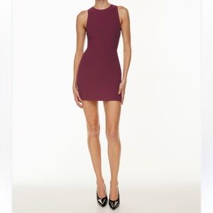 Aritzia Babaton Sculpt Knit Racer Mini Dress Ribbed Bodycon Maroon Wine Medium